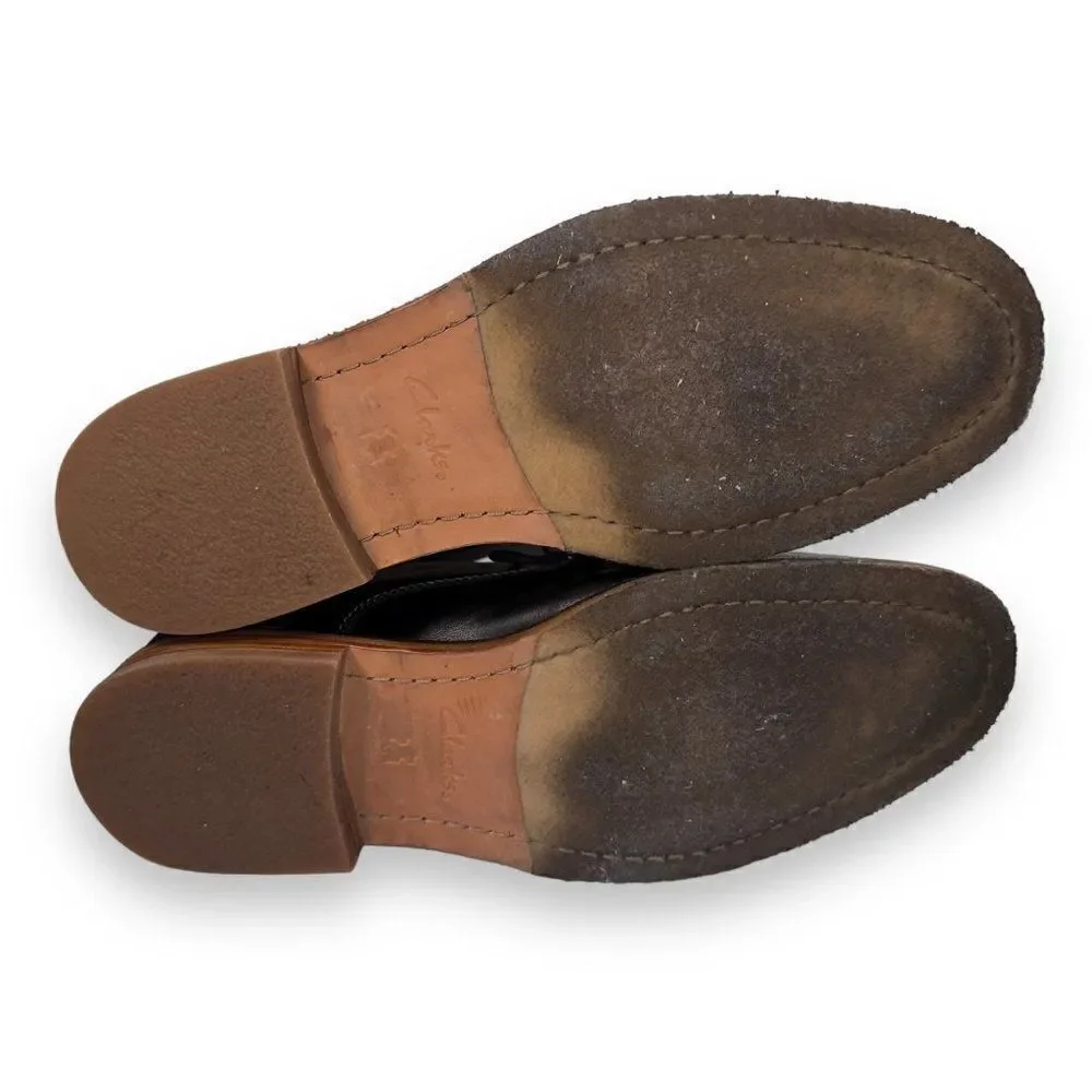 Clarks Clarkdale Apron Oxford Shoes Black Leather 26144457 Men's 10.5 M‎